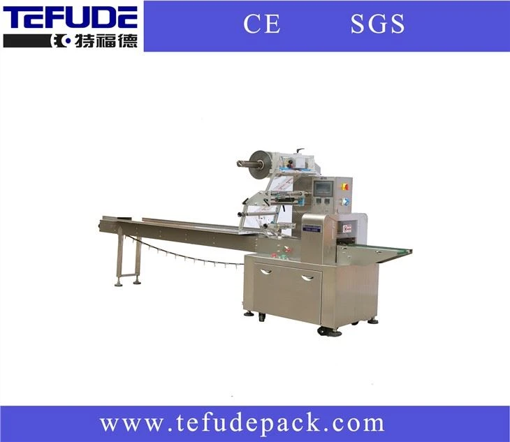 three servo flow wrapping machine automatic flow wrapper packaging machinery for bread cake biscuit factory price manufacturer